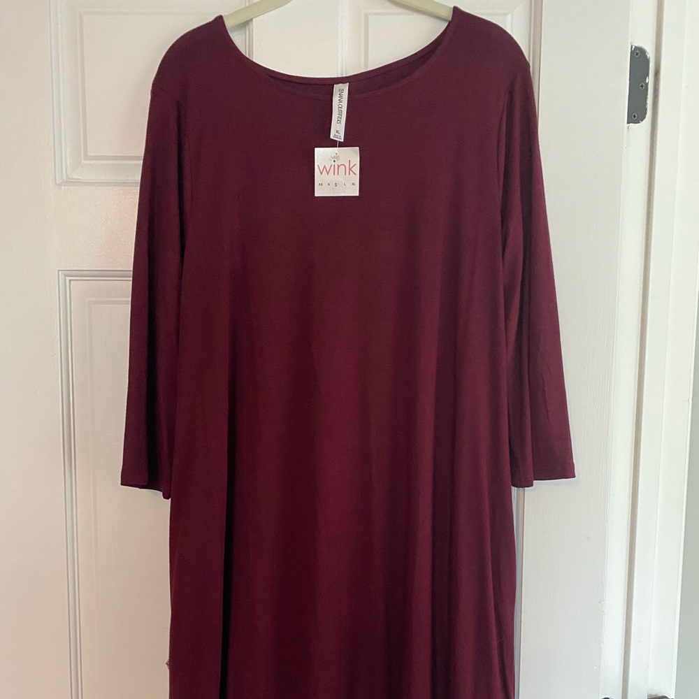 Zenana Outfitters Burgundy Ruffle Dress